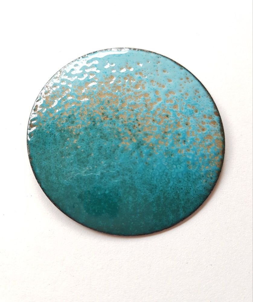 Teal, gold and turquoise large brooch