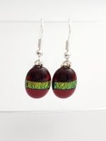 Dichroic stripe - Garnet red with gold sparkly stripe drop earrings