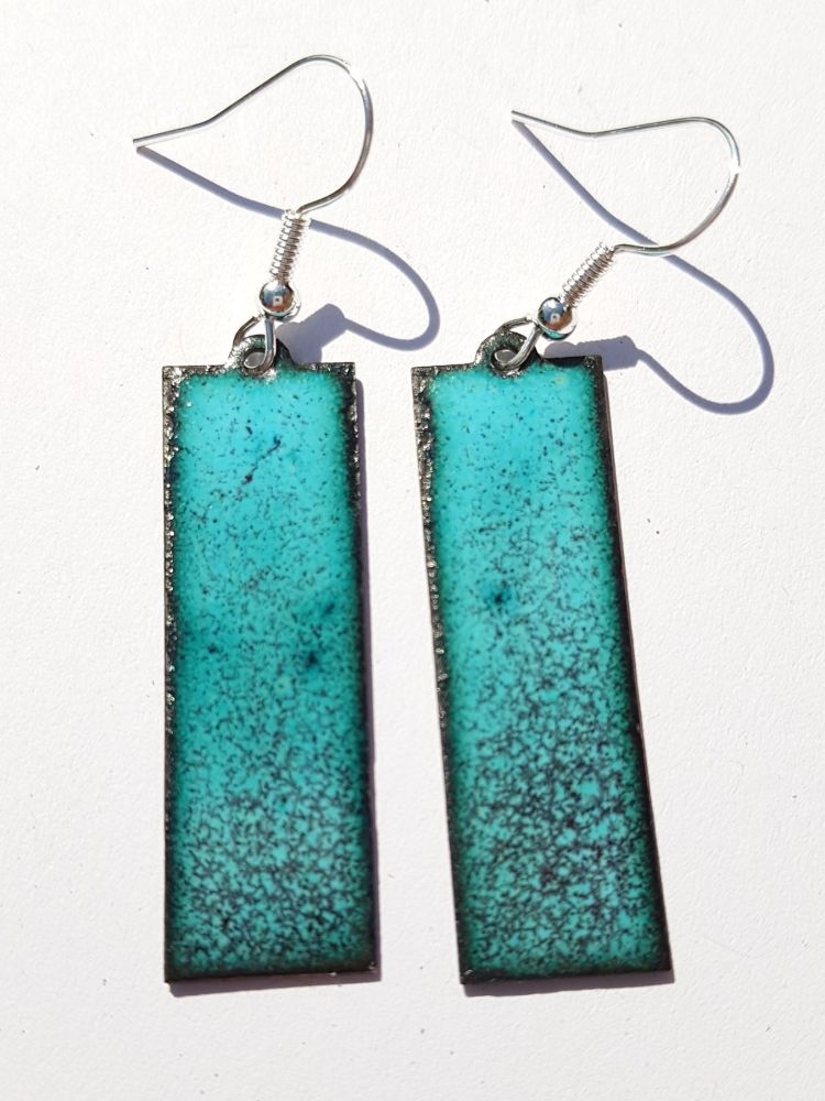Turquoise blue with maroon speckles earrings
