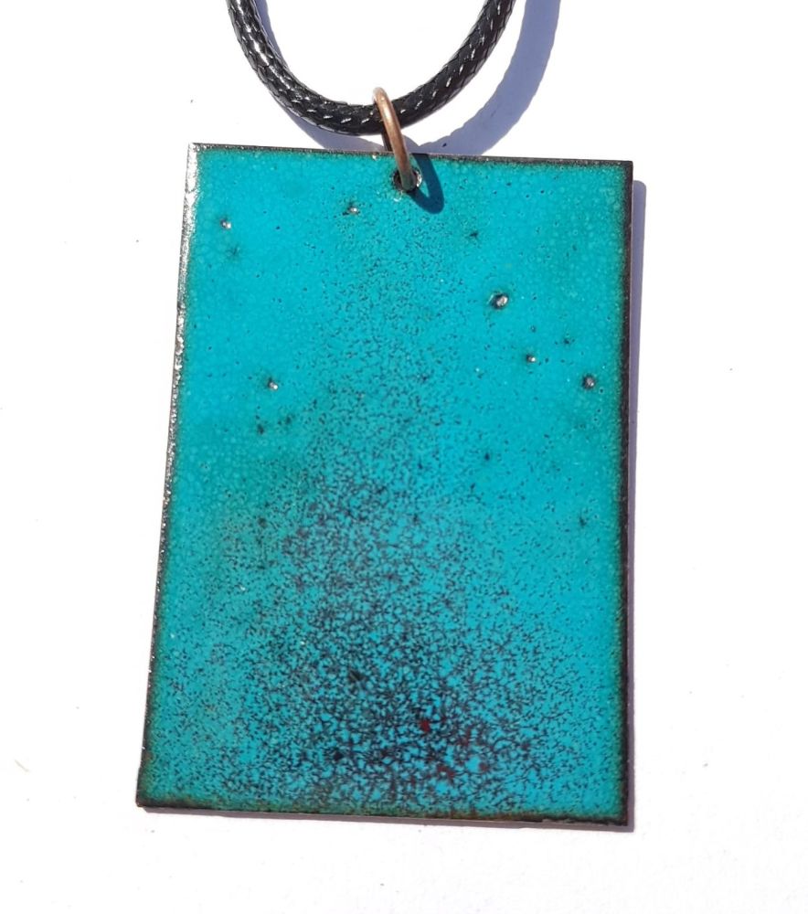 Teal blue with maroon red speckles necklace
