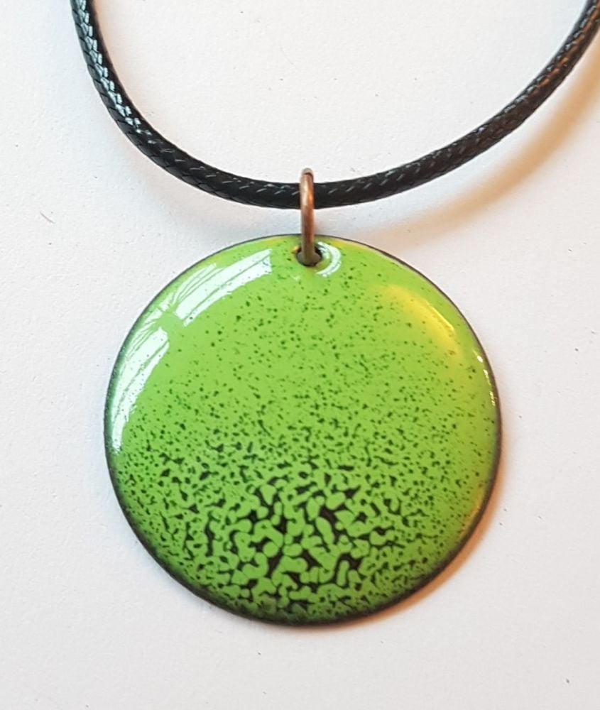 Lime green with black speckles necklace