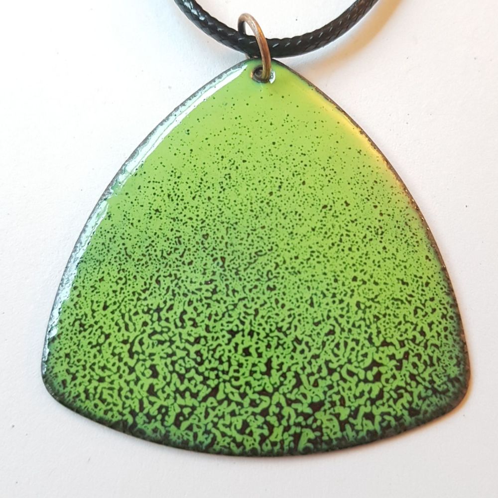Lime green with deep maroon red speckles necklace
