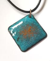 Teal blue with bright orange speckle necklace