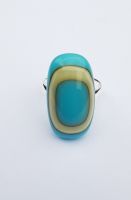 Turquoise and vanilla art deco glass ring