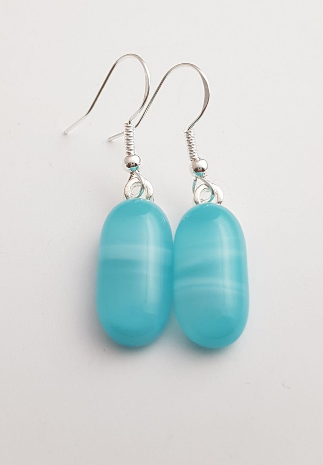 Swirly cloudy blues medium drop earrings