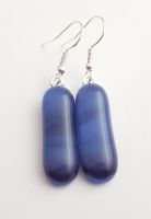 Swirly purple and blue long drop earrings