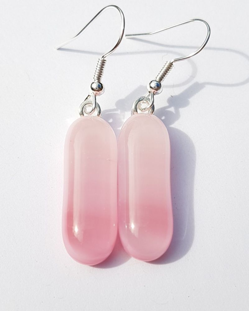 Swirly candy floss pink medium drop earrings