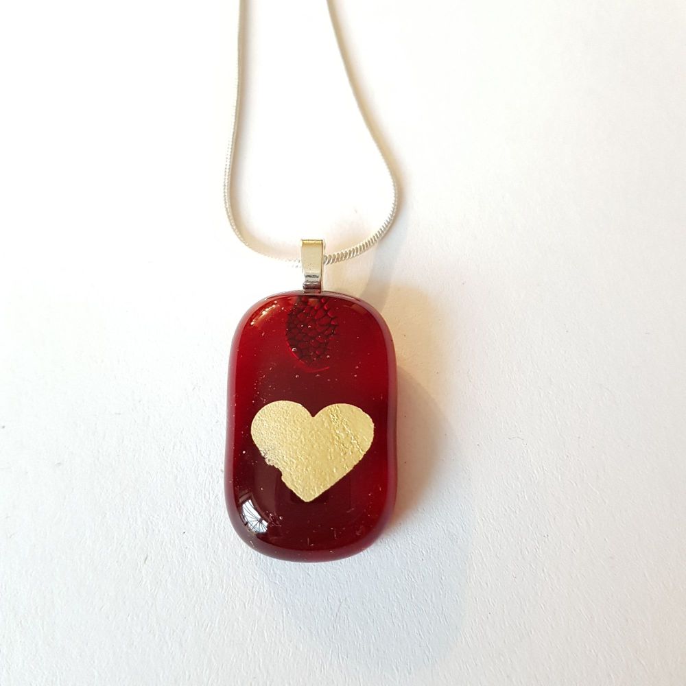 Transparent red with gold mica heart