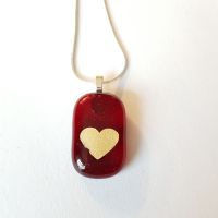 Transparent red with gold mica heart