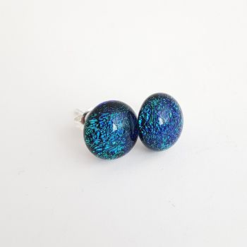Dichroic - aquamarine sparkly stud earrings
