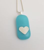Turquoise Valentine silver mica heart