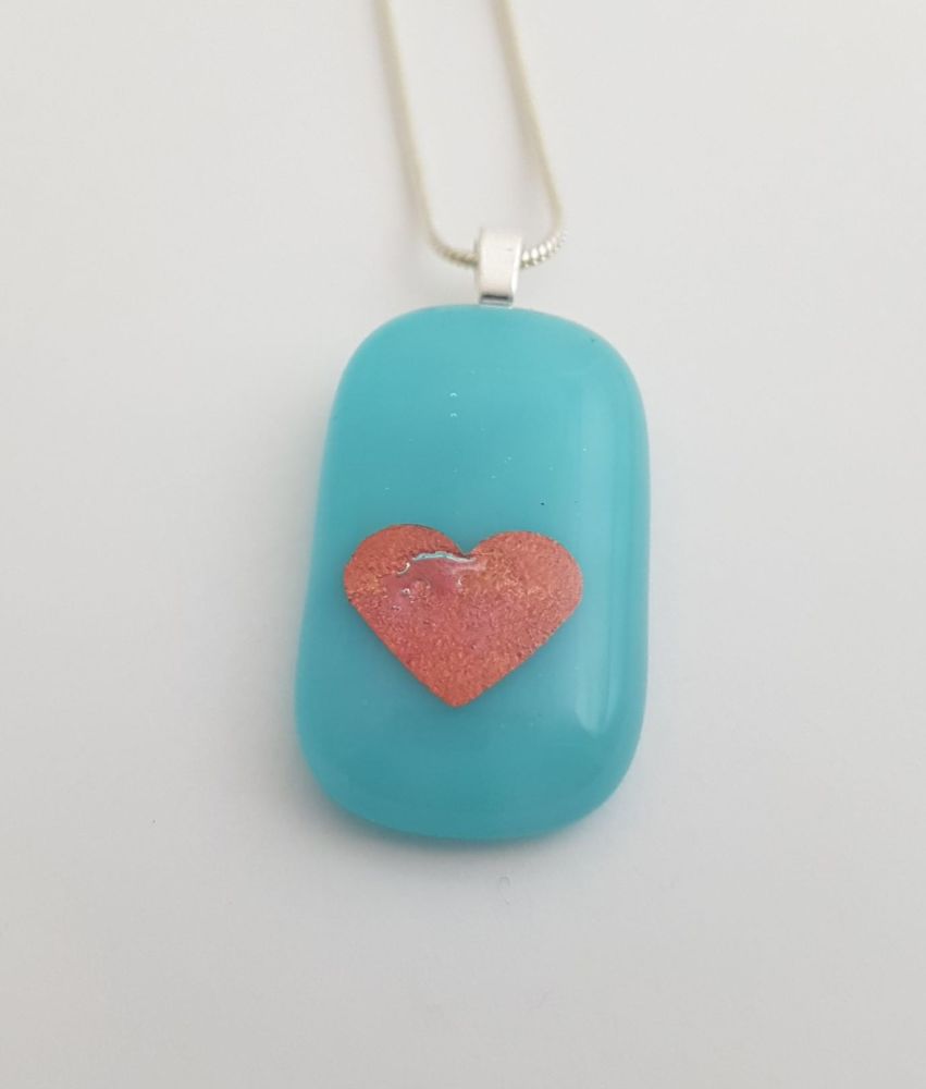 Turquoise Valentine with plum mica heart