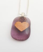 Pale purple pendant with copper mica heart