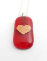 Transparent red with copper mica heart
