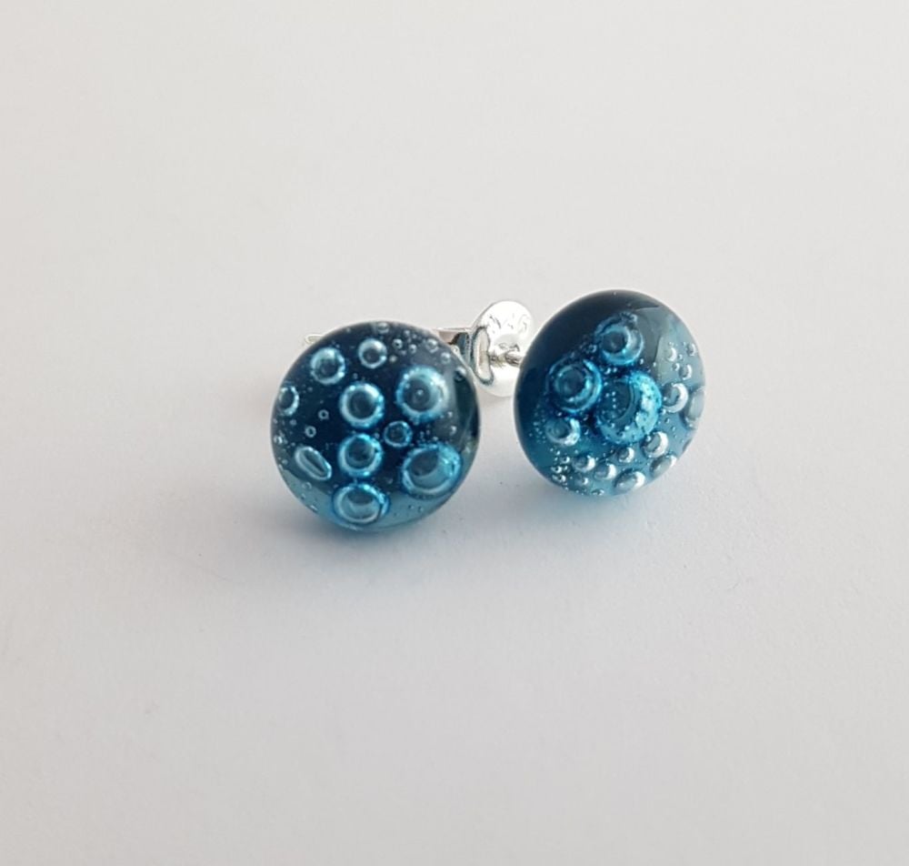 Bubbles - Aquamarine blue bubbles stud earrings