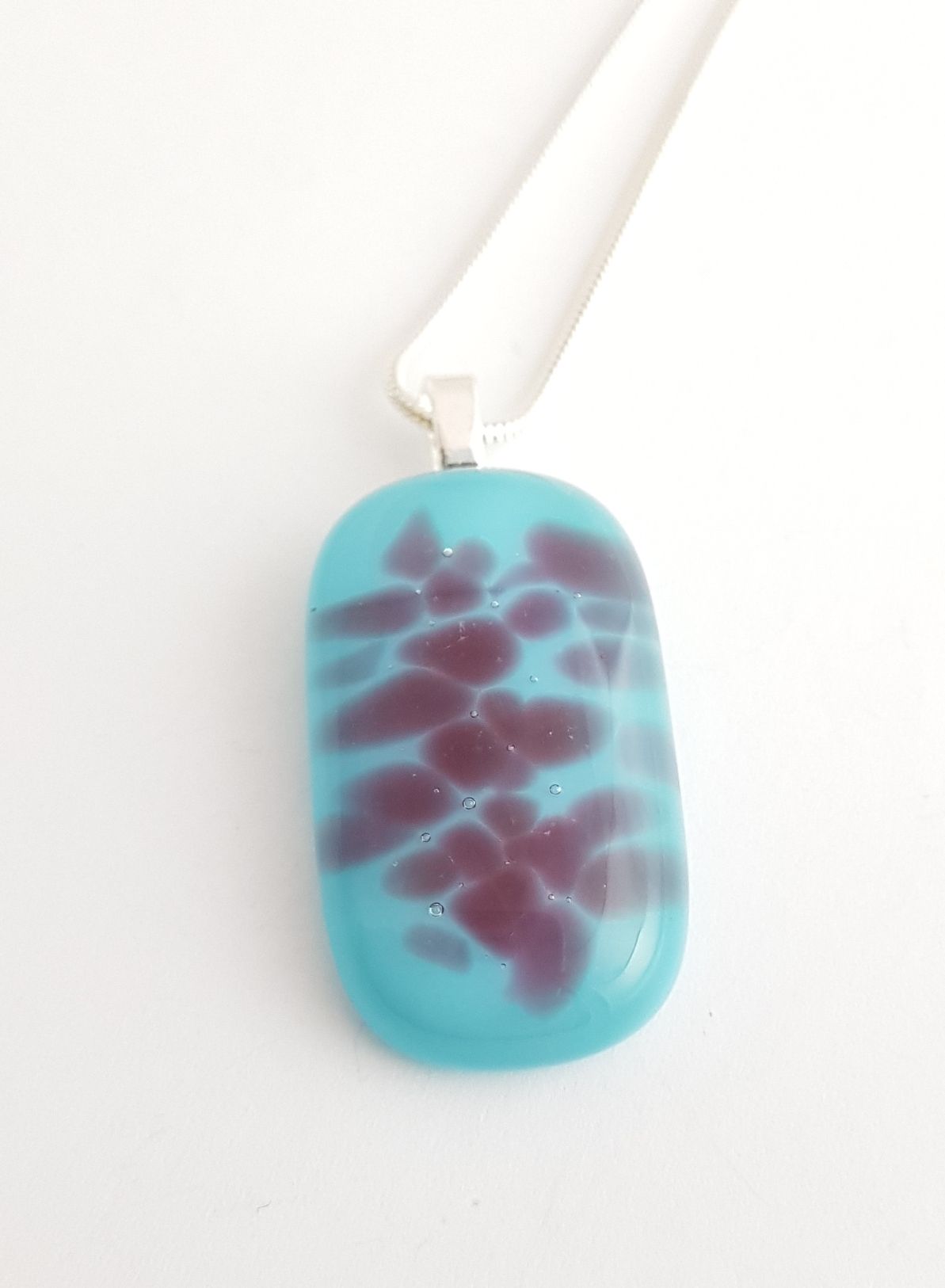 Turquoise glass with cranberry speckles pendant