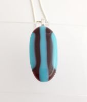 Turquoise and cranberry pebble pendant
