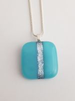 Dichroic stripe - turquoise with silver sparkly stripe