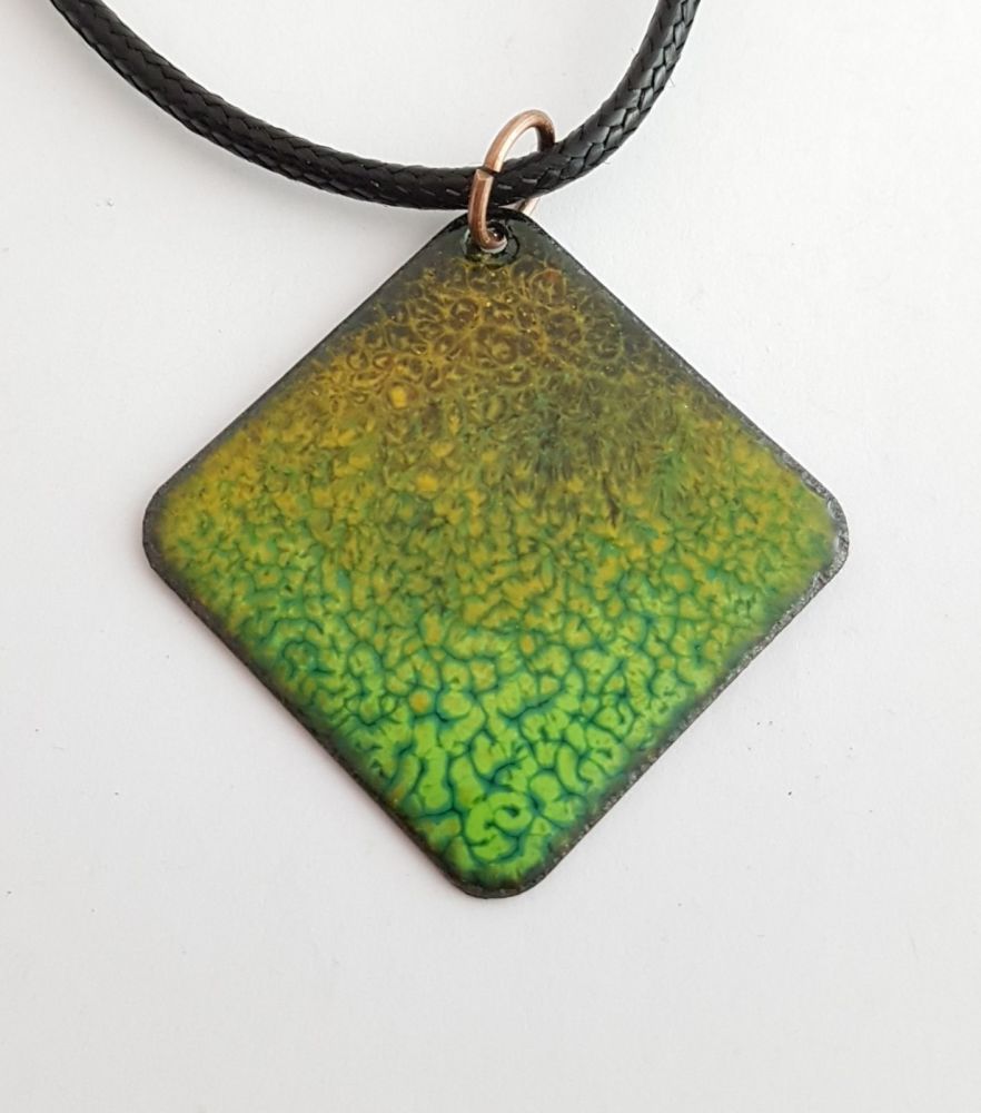 Greens pattern with burnt orange speckle necklace