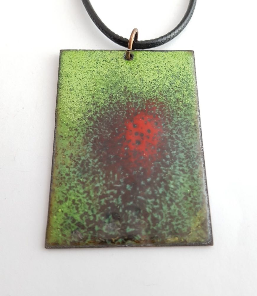 Lime green with poppy red speckles necklace
