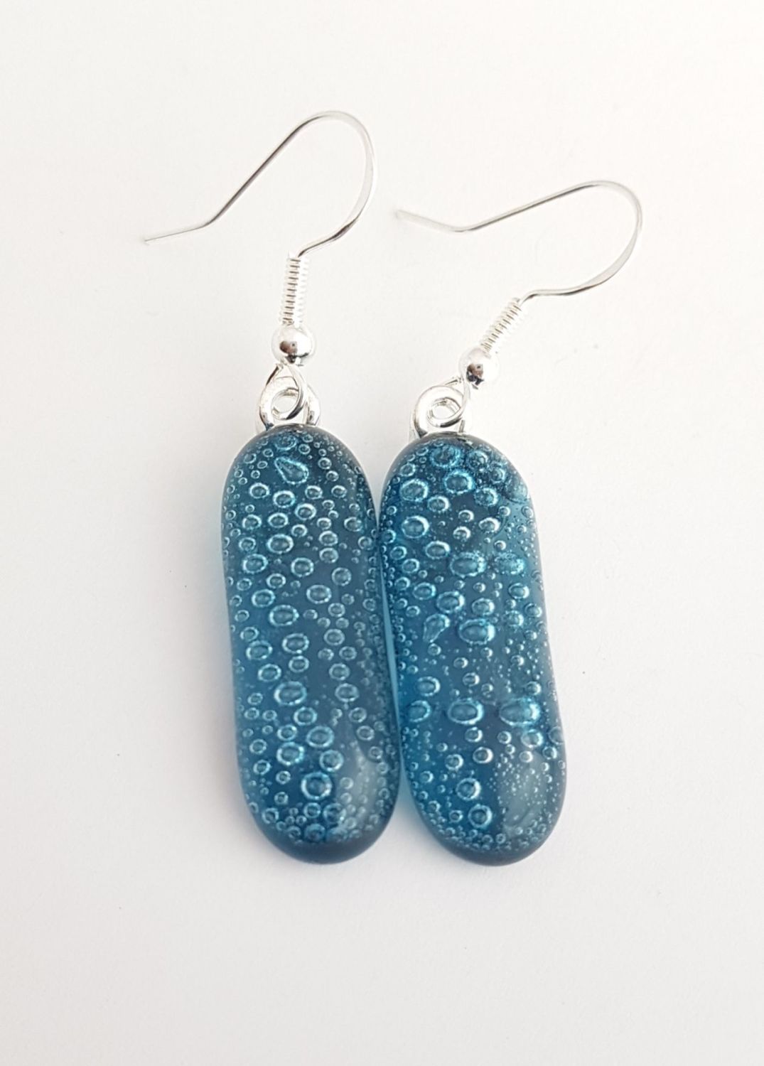 Bubbles - Aquamarine blue bubbles long drop earrings
