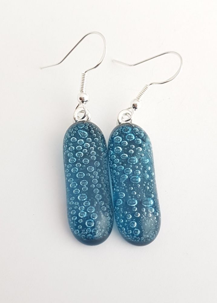 Bubbles - Aquamarine blue bubbles long drop earrings