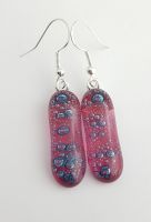 Bubbles - Cherry pink bubbles long drop earrings