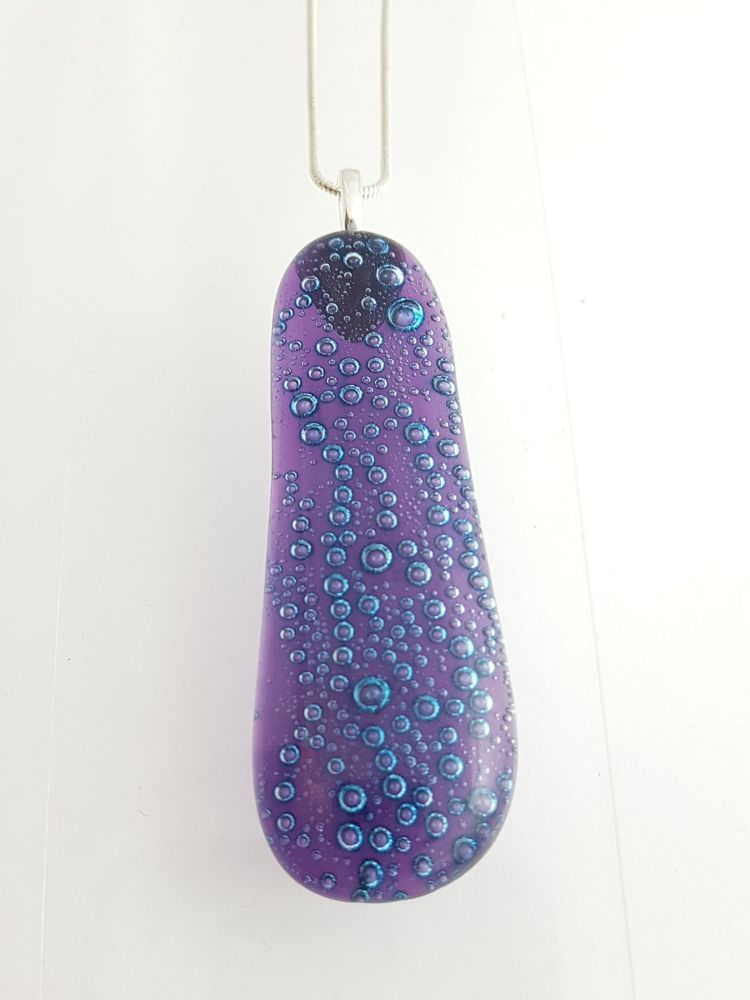 Bubbles - Dark purple bubbles long teardrop pendant