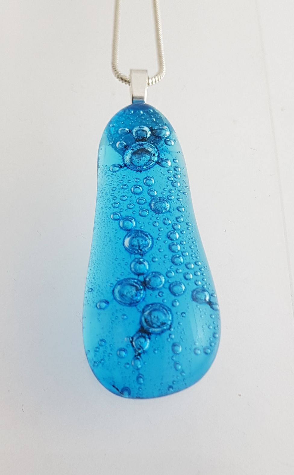 Bubbles - Turquoise blue bubbles teardrop pendant