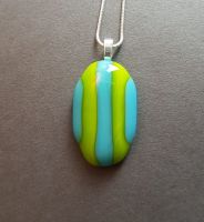 Turquoise and lime pebble pendant