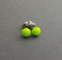 Small lime green glass stud earrings