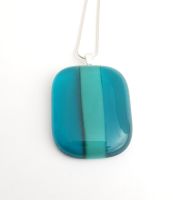 Peacock glass with teal stripe