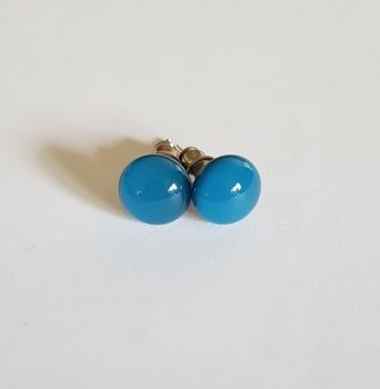 Denim blue opaque glass stud earrings