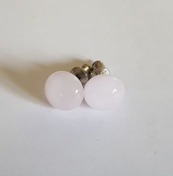 Baby pink opaque glass stud earrings