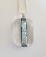Dichroic stripe - clear glass with silver sparkly stripe