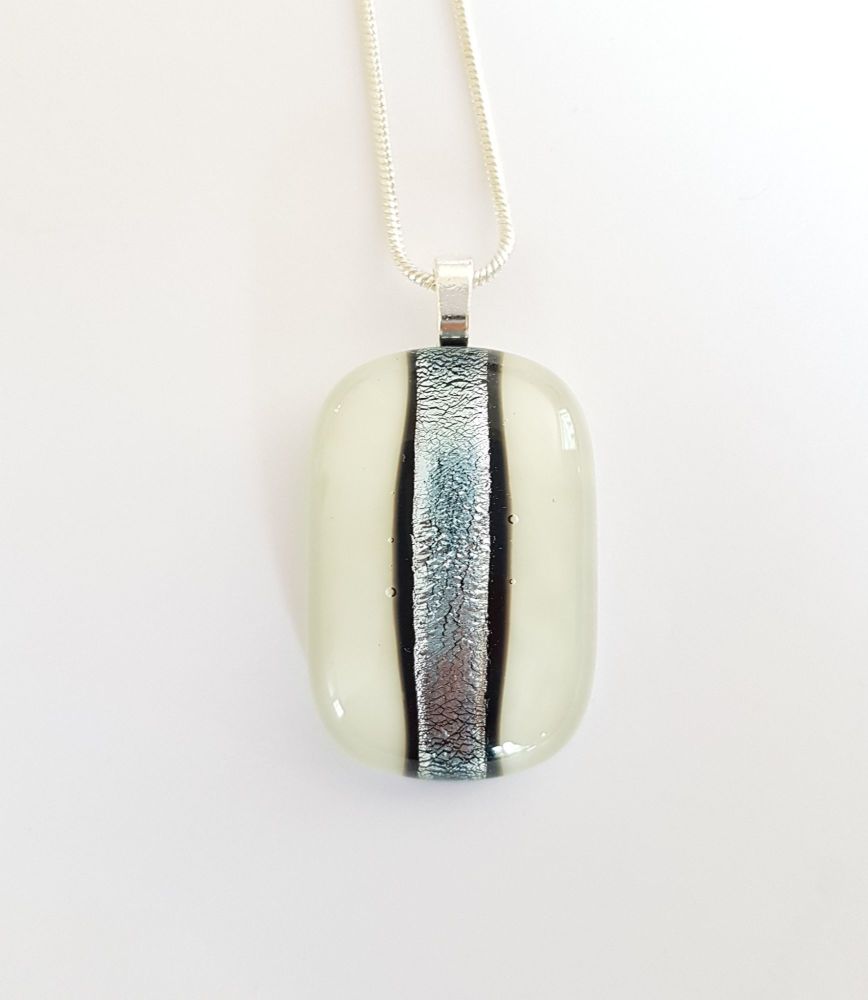 Dichroic stripe - ivory with silver sparkly stripe