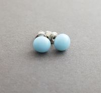 Duck egg blue opaque glass stud earrings