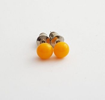 Tiny orange glass stud earrings