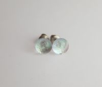 Clear iridescent glass stud earrings