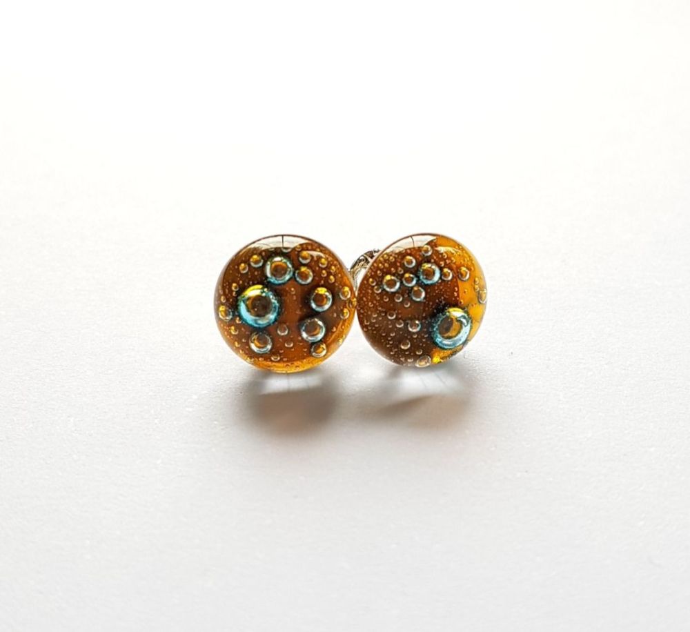 Bubbles - Amber yellow bubbles stud earrings