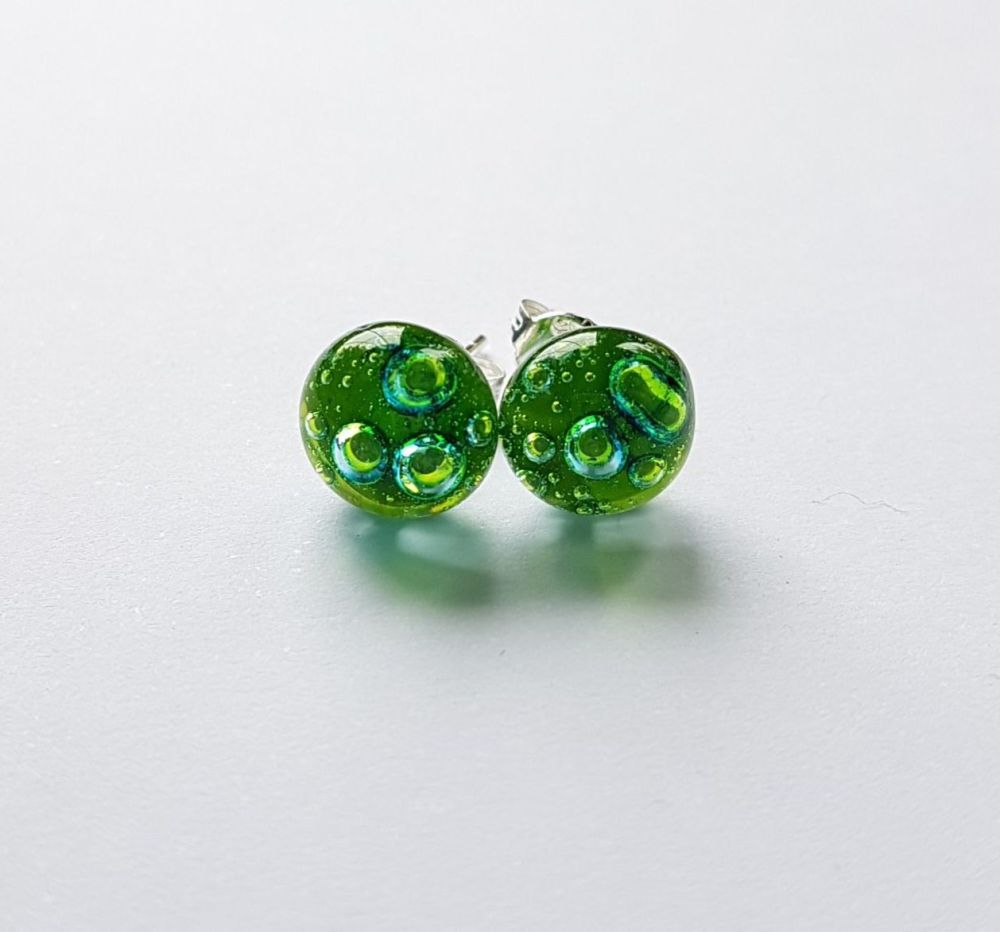 Bubbles - Lime green bubbles stud earrings