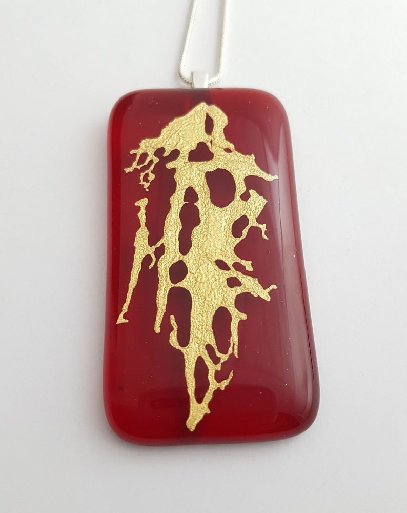 Mica - large red with gold mica sculpture pendant