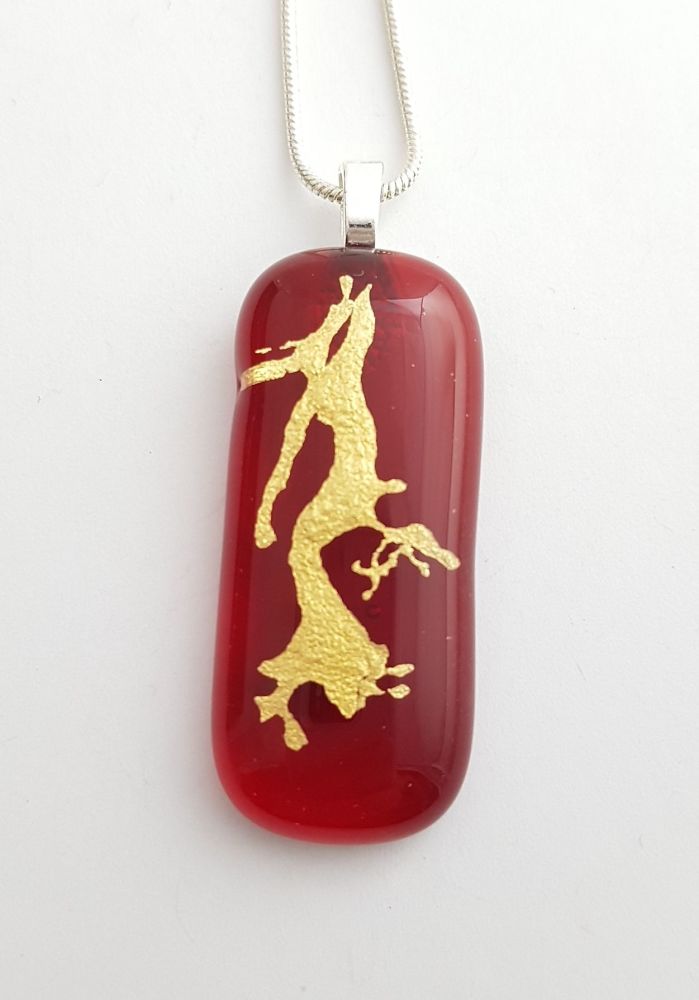 Transparent red with gold mica sculpture