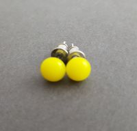 Tiny yellow glass stud earrings