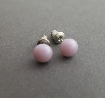 Dusky pink opaque glass tiny stud earrings