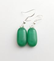 Jade green opaque glass drop earrings