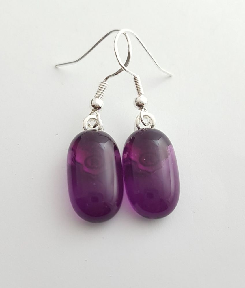 DC Designs - Dark Purple Abstract Flowers Print Long Rectangle Earrings  ME12CE - TALICH