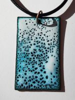 Turquoise, white and black fluid pattern necklace