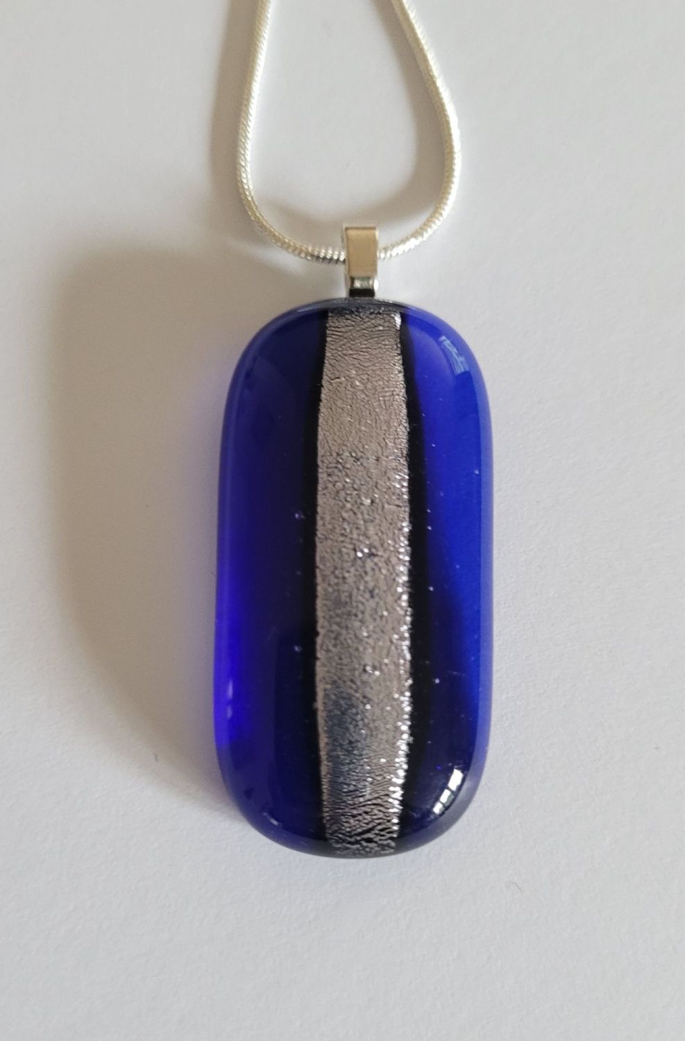 Dichroic stripe - extra long cobalt blue with silver sparkly stripe