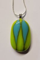 Turquoise and lime wavy pebble pendant